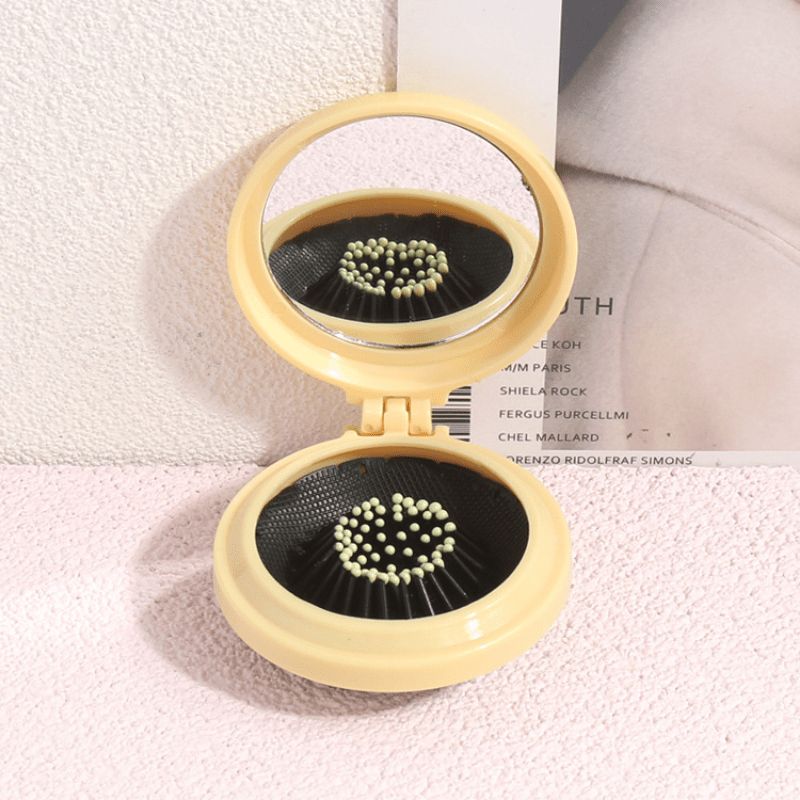 7pcs Folding Travel Mirror Hair Brush, Mini Hair Comb, Massage Comb for Girls