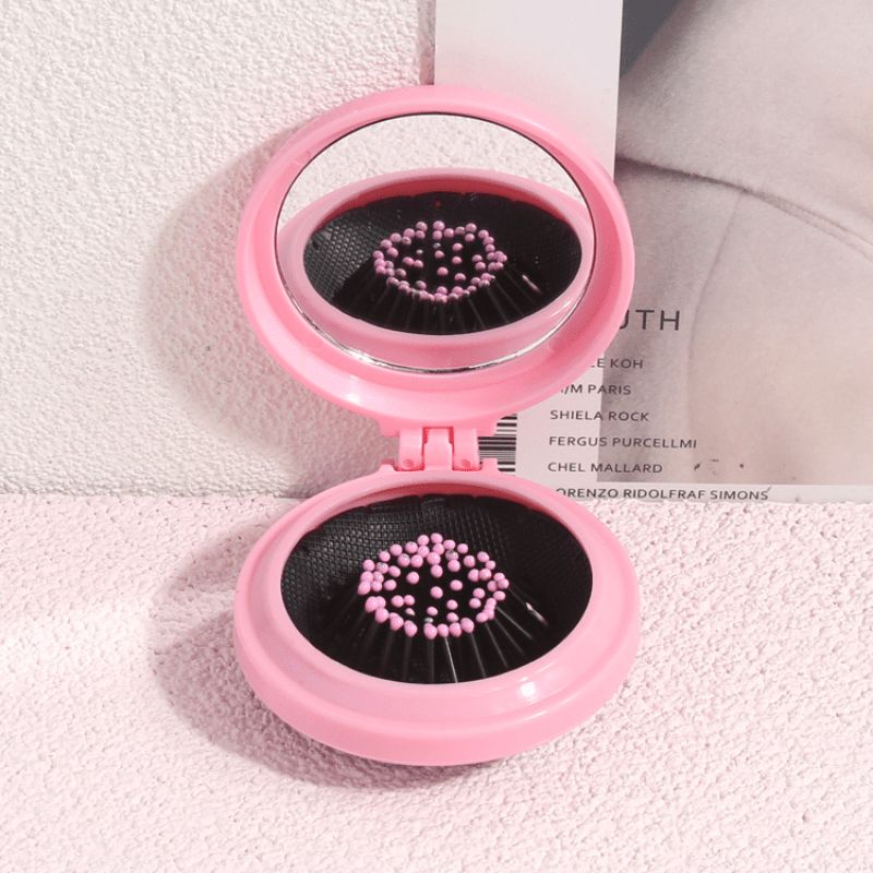 7pcs Folding Travel Mirror Hair Brush, Mini Hair Comb, Massage Comb for Girls