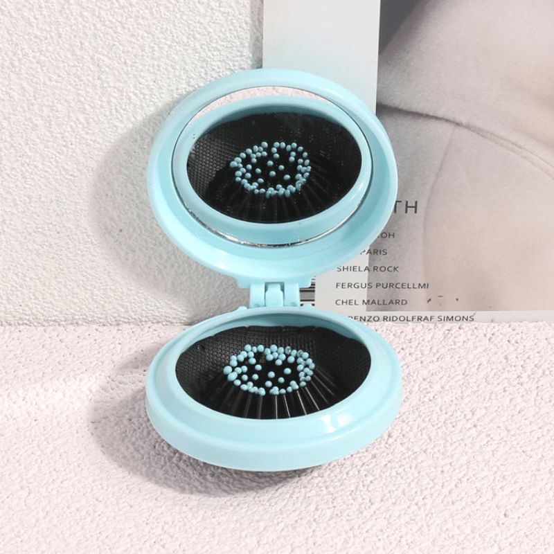 7pcs Folding Travel Mirror Hair Brush, Mini Hair Comb, Massage Comb for Girls