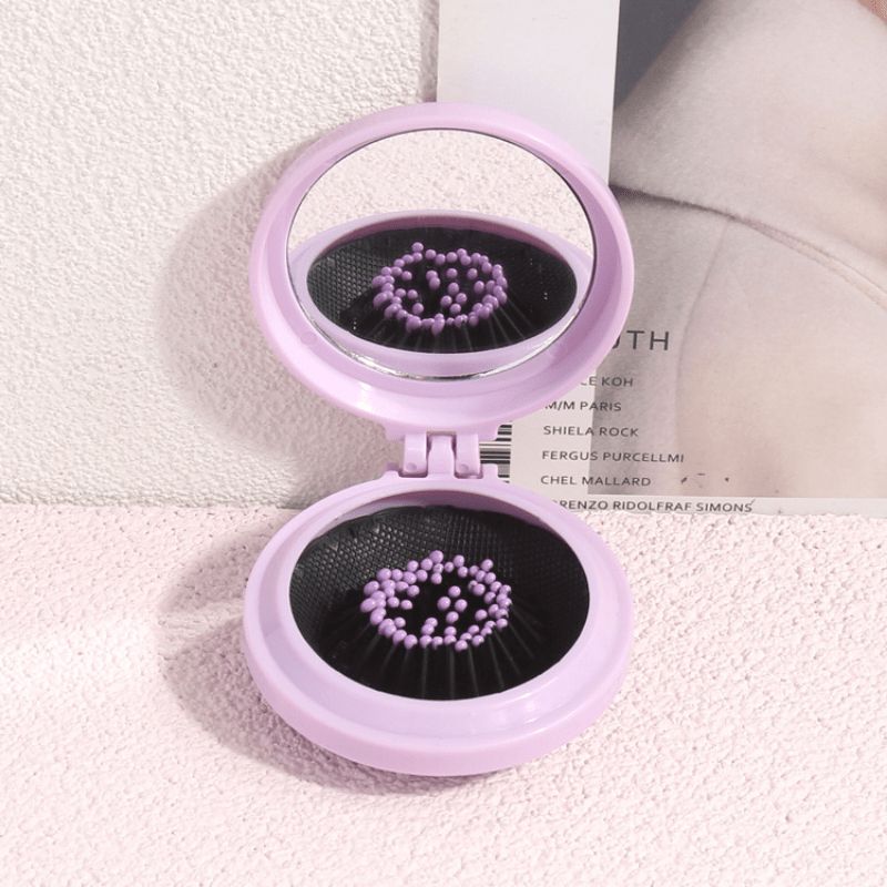 7pcs Folding Travel Mirror Hair Brush, Mini Hair Comb, Massage Comb for Girls