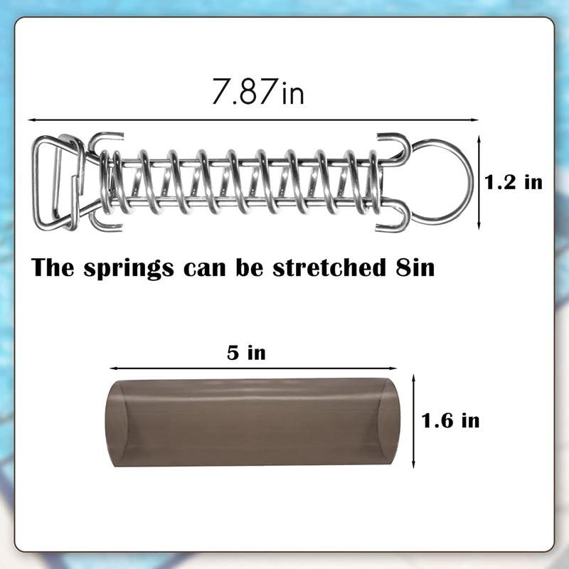 5 Pack Stainless Steel Springs for Pool Cover Swimming Pool Cover Stainless Steel Spring with Stopper D Ring