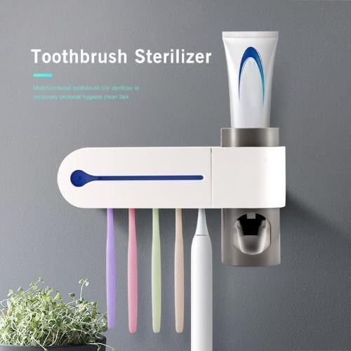 Multifunction Toothpaste Holder Dispenser & UV Toothbrush Sterilizer