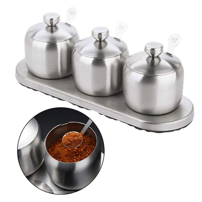 Kitchen Seasoning Containers Set Salt Sugar Storage Organizers Non-