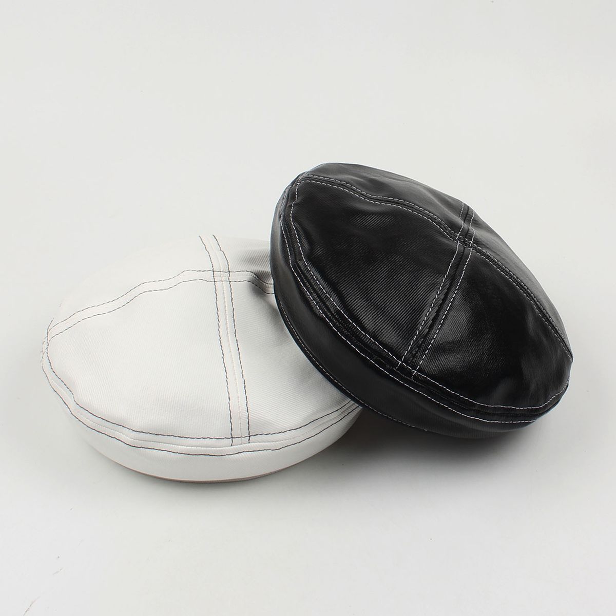 Women Beret Hat PU Leather Adjustable Fashion Artist Cap