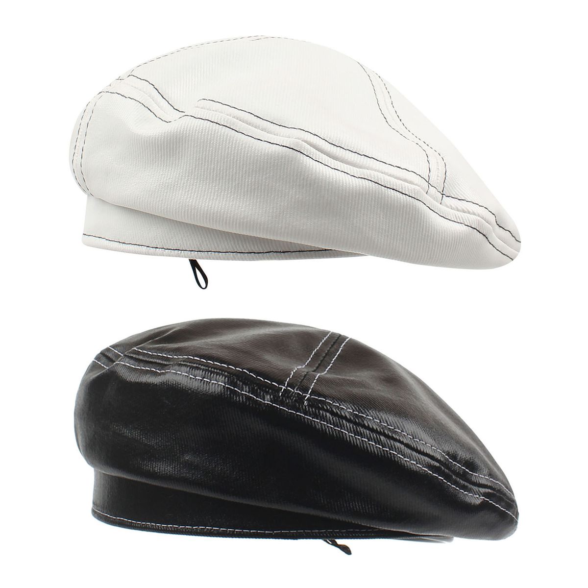 Women Beret Hat PU Leather Adjustable Fashion Artist Cap