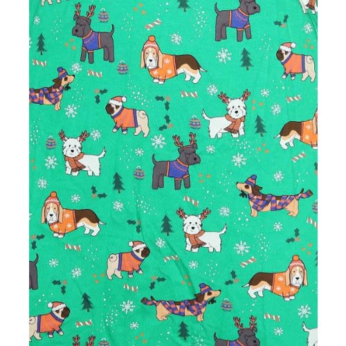 Christmas Printed 3/4 Flared  Dress - Green