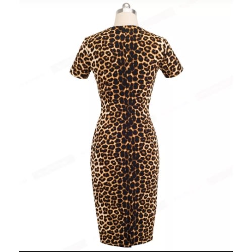 Leopard Print Patch Work Bodycon Dress