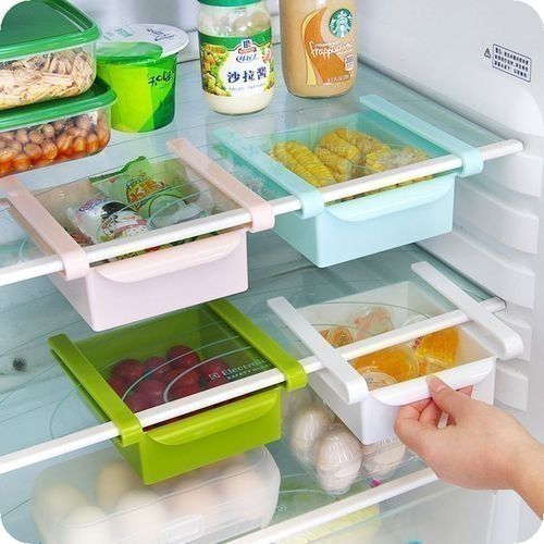 Set Of 4 Kitchen Fridge Freezer Space Organizer Storage Rack Shelf Holde Drawer