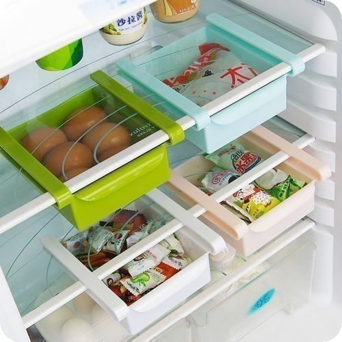 Set Of 4 Kitchen Fridge Freezer Space Organizer Storage Rack Shelf Holde Drawer