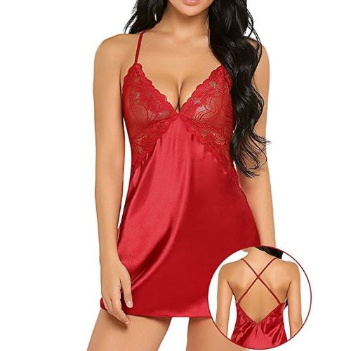 Cross Back Lingerie - Pyjamas With Gstring - Red