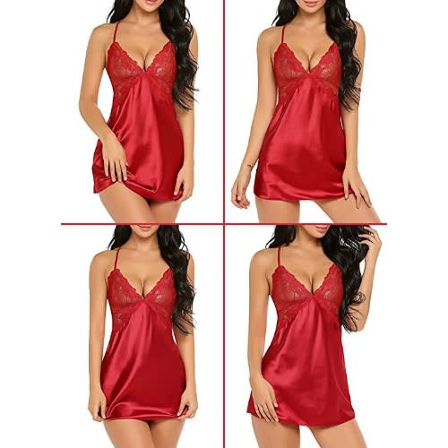 Cross Back Lingerie - Pyjamas With Gstring - Red