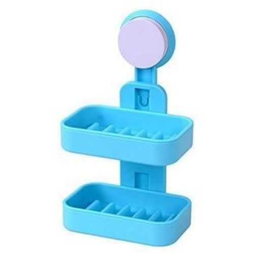 Double Soap Holder -2 Layers Wall Mounted - Blue
