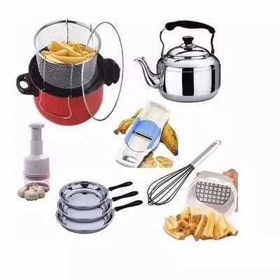 Manual Deep Fryer + Whistling Kettle + Frying Pan & Accessories