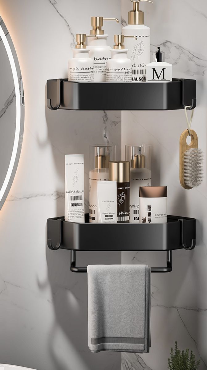Wall Mount 2Layer Bathroom Kitchen Corner Rack Storage-Shelf