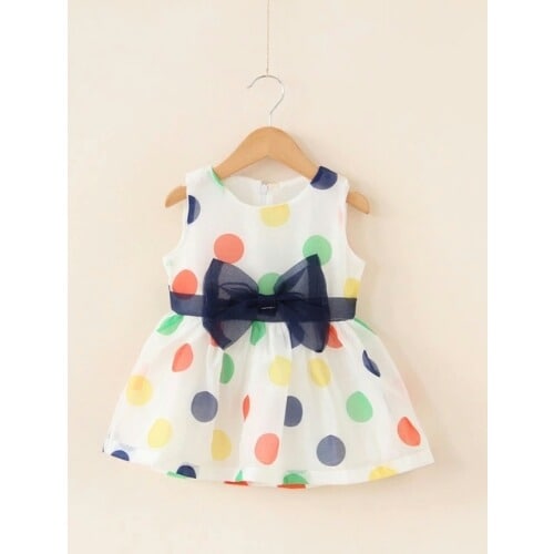 Girls Chiffon Sleeveless Dress - Multicolour