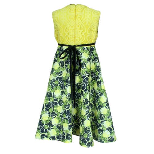 Girl's Lace Dress Infused with Ankara - Multicolour