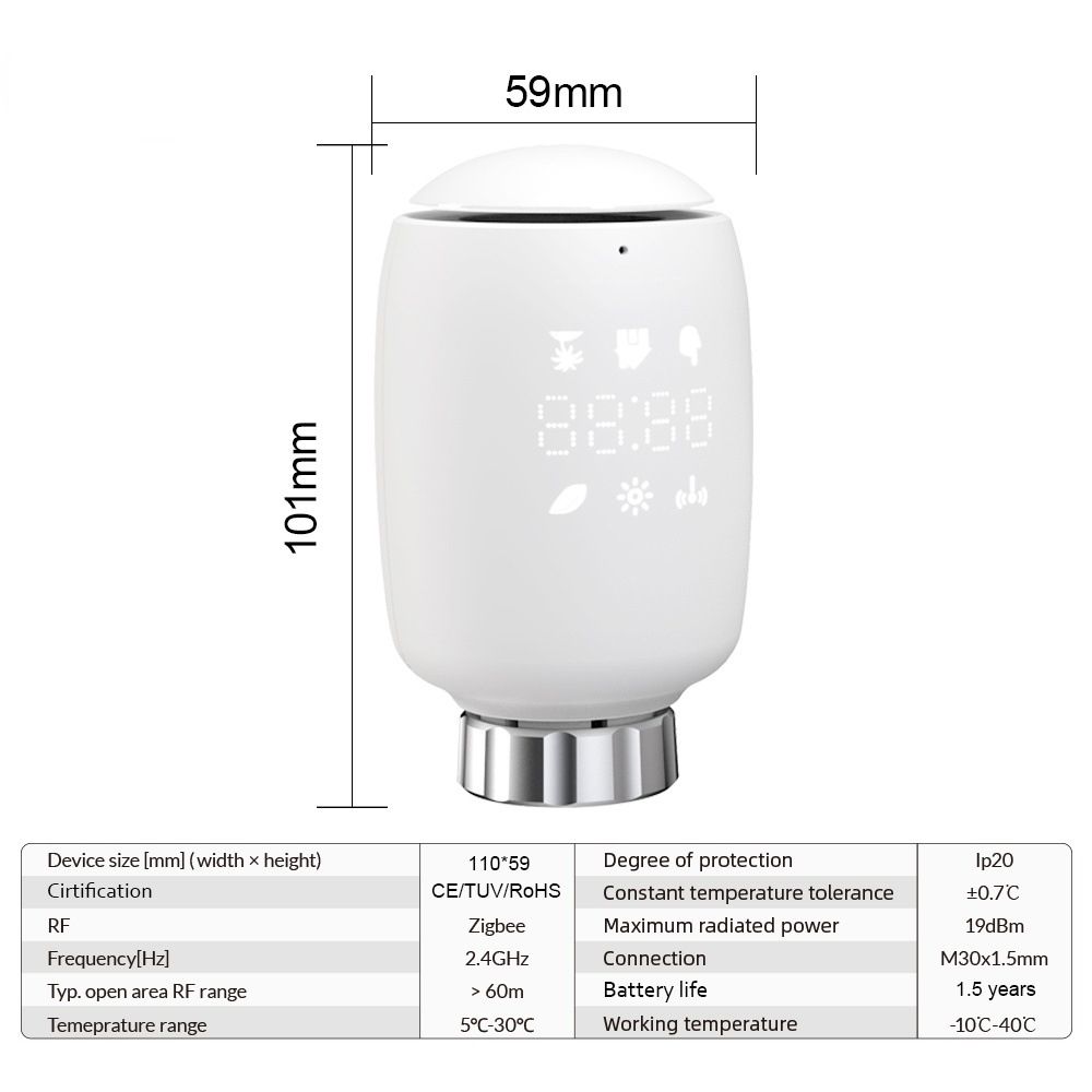 Tuya Zigbee3.0 Thermostatic Radiator Valve Temperature Controller