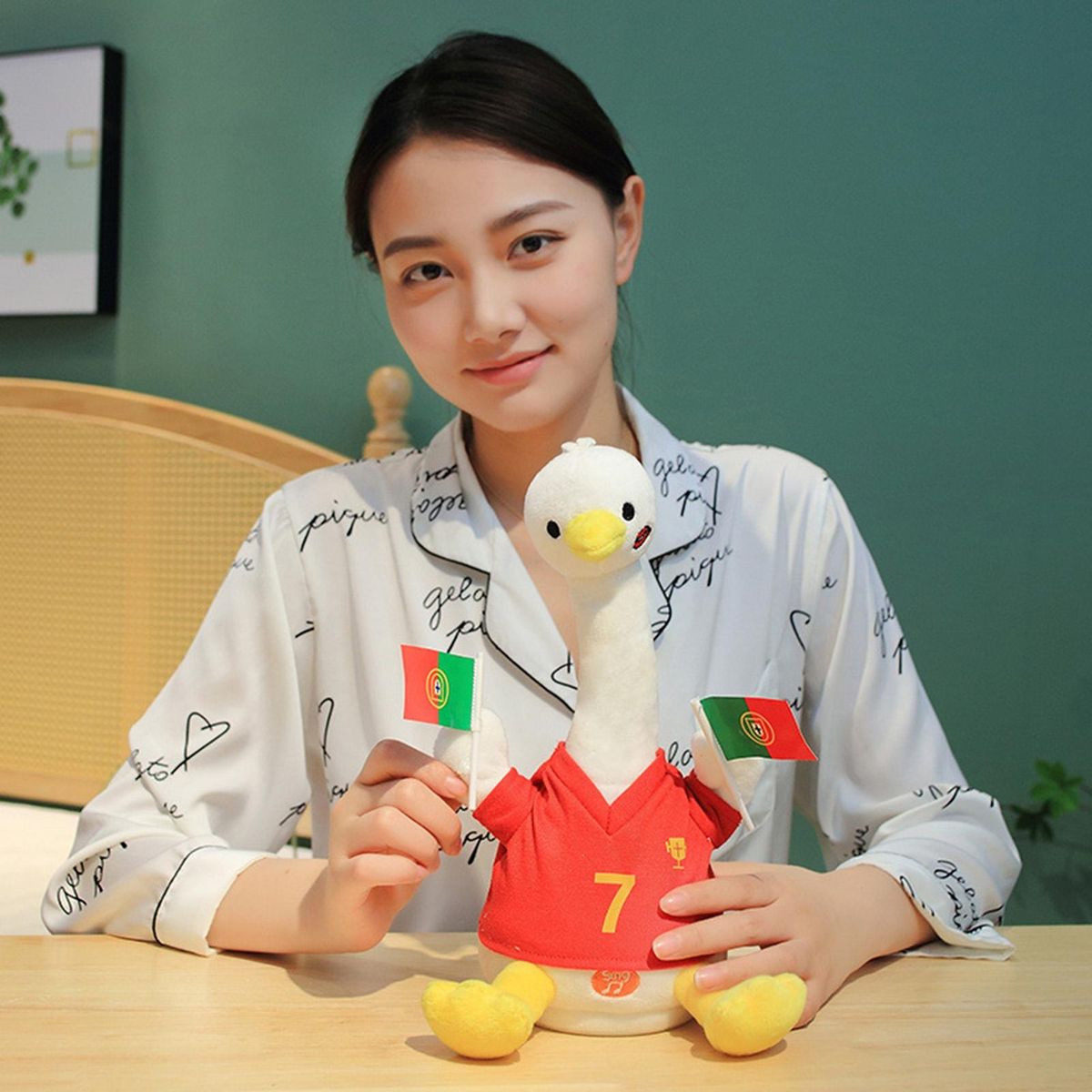 30cm Plush Duck Doll Electric Chick Giraffe Duck Plush Toy Mascot Doll Red