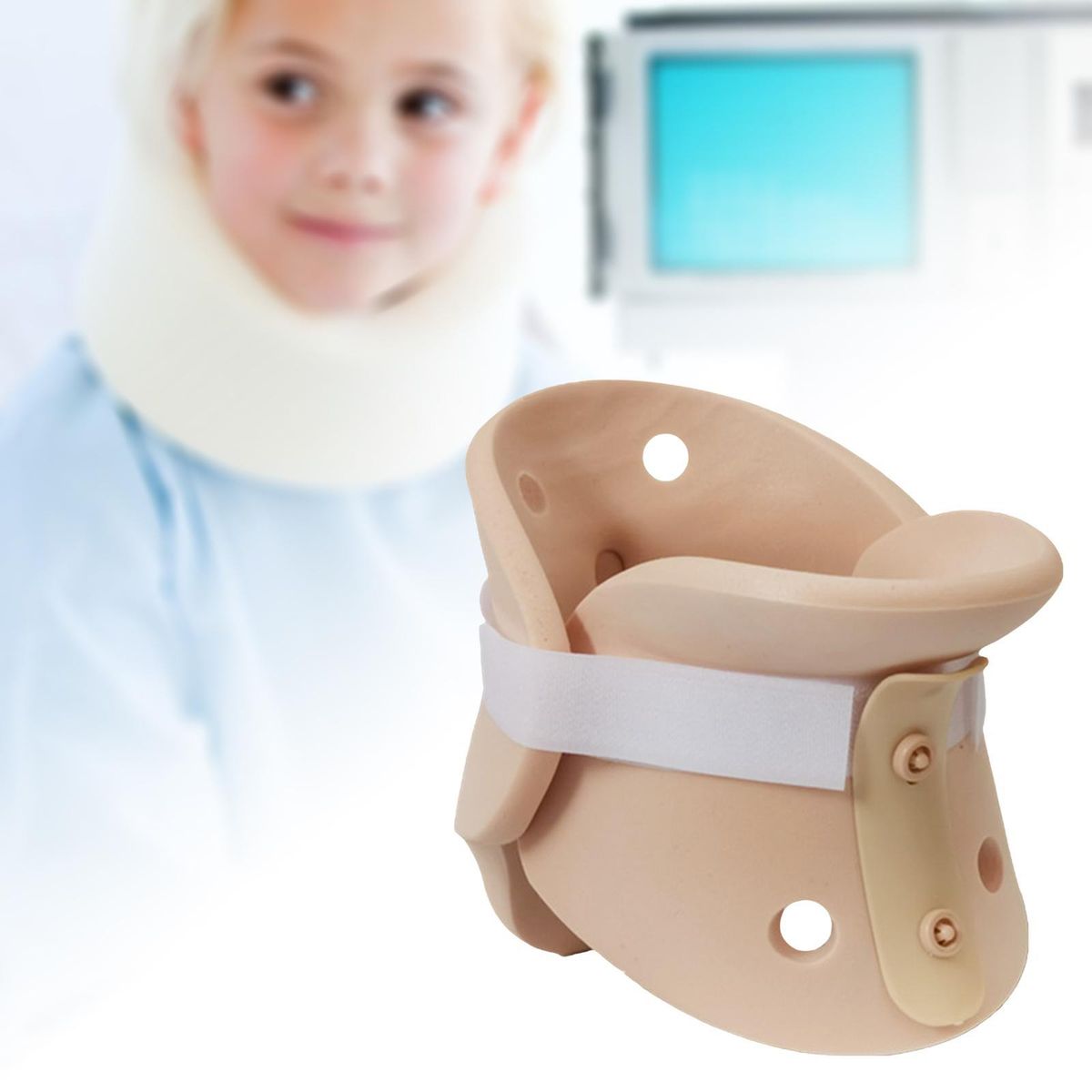 Neck Cervical Collar, Brace Rigid Restricting Stabilization Headrest, Safety Protection Support Stretcher for Kids Car Seat