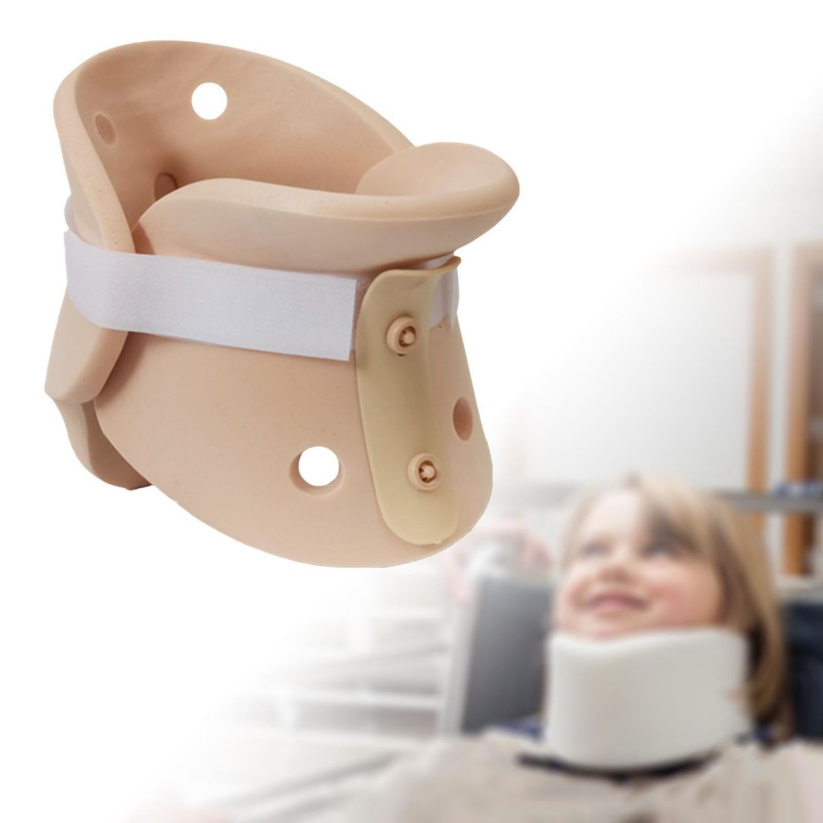 Neck Cervical Collar, Brace Rigid Restricting Stabilization Headrest, Safety Protection Support Stretcher for Kids Car Seat