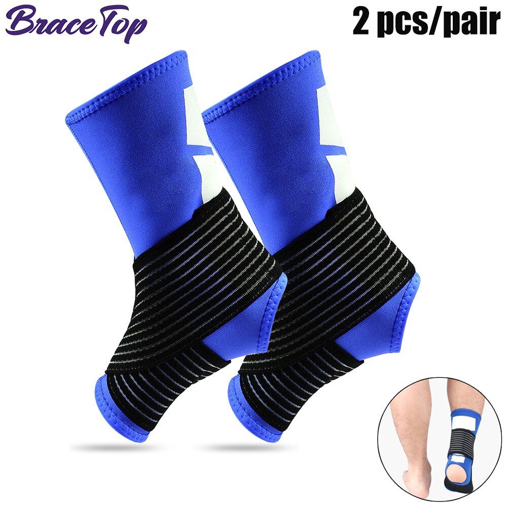1 Pair Sports Ankle Support Better Protect  Ankle Compression Socks Safety Bandage For Running Football Basketball-Blue