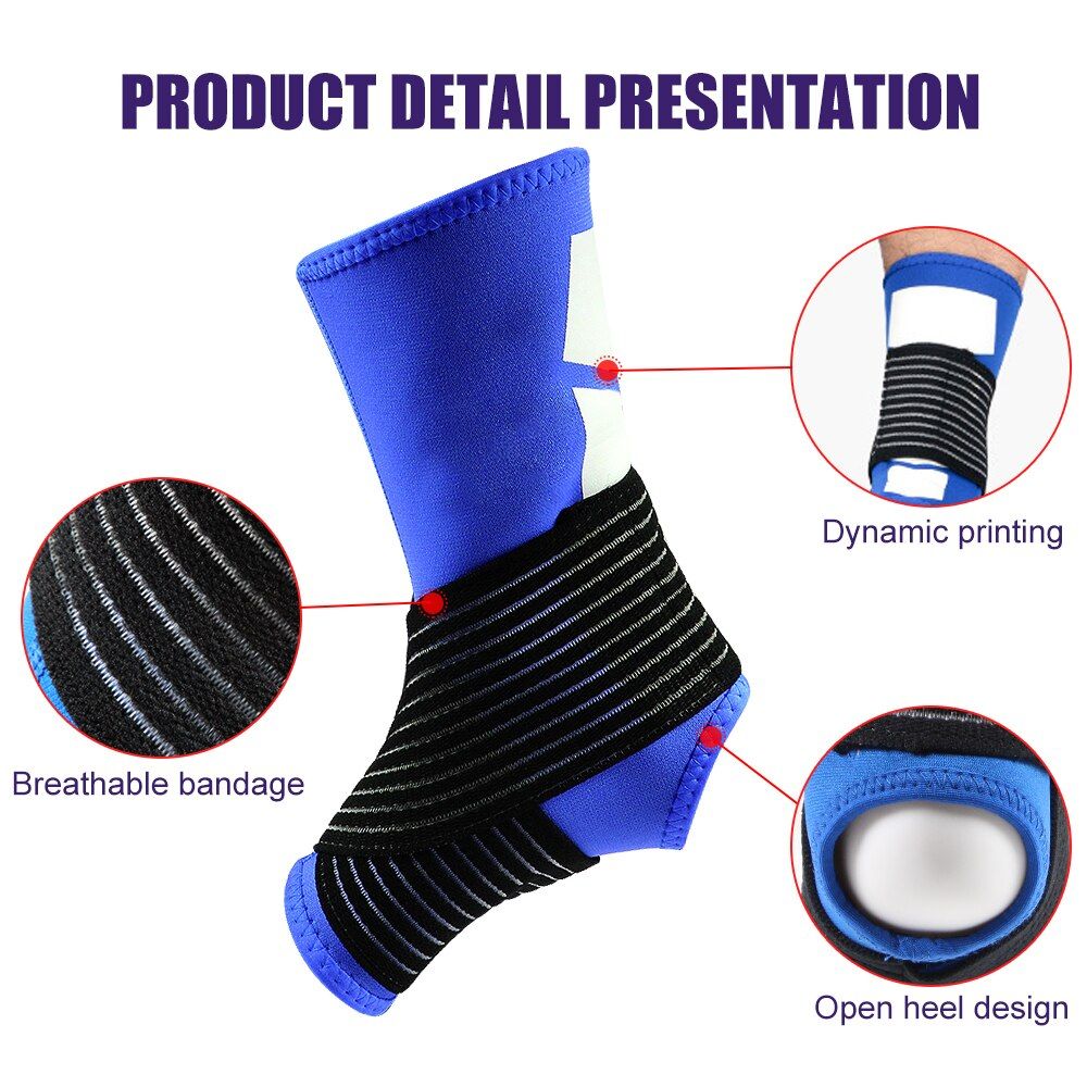 1 Pair Sports Ankle Support Better Protect  Ankle Compression Socks Safety Bandage For Running Football Basketball-Blue