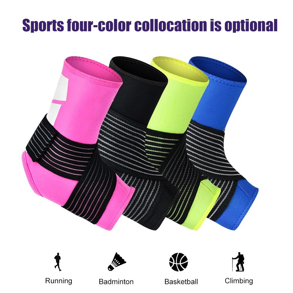 1 Pair Sports Ankle Support Better Protect  Ankle Compression Socks Safety Bandage For Running Football Basketball-Blue