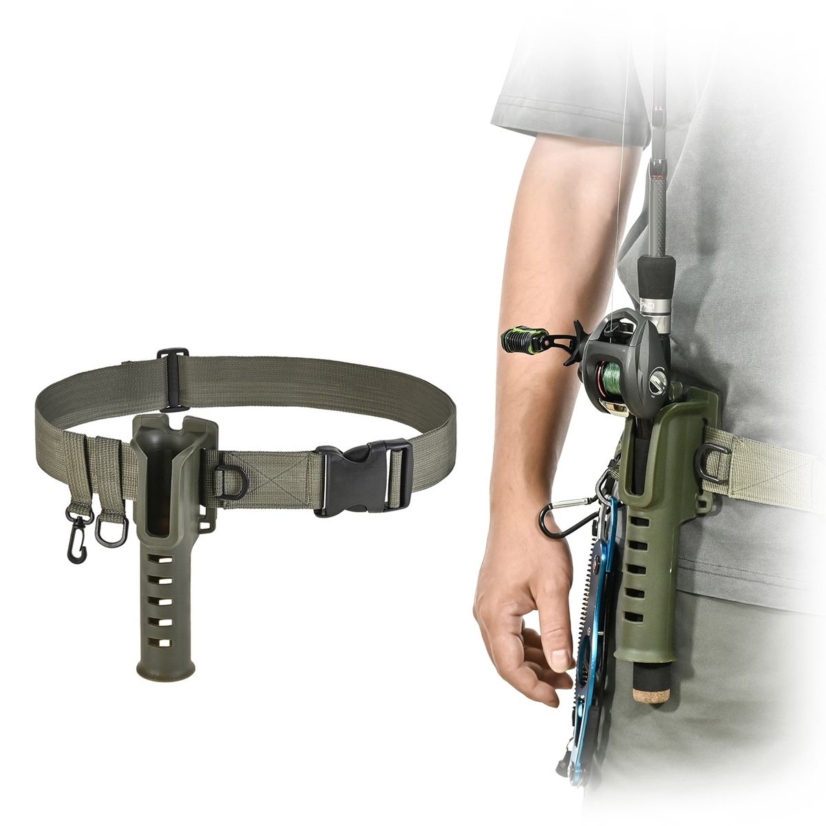 Fishing Rod Waist Bracket Outdoor Fishing Pole Inserter Rod Army Green