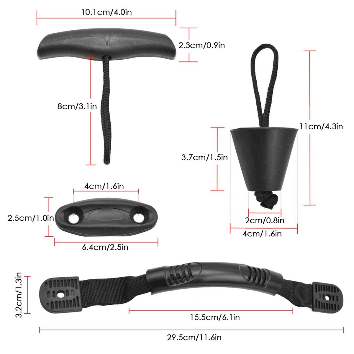 Kayak Carry Handles Drain Plugs Pull T-Handles Pad Eyes Kit