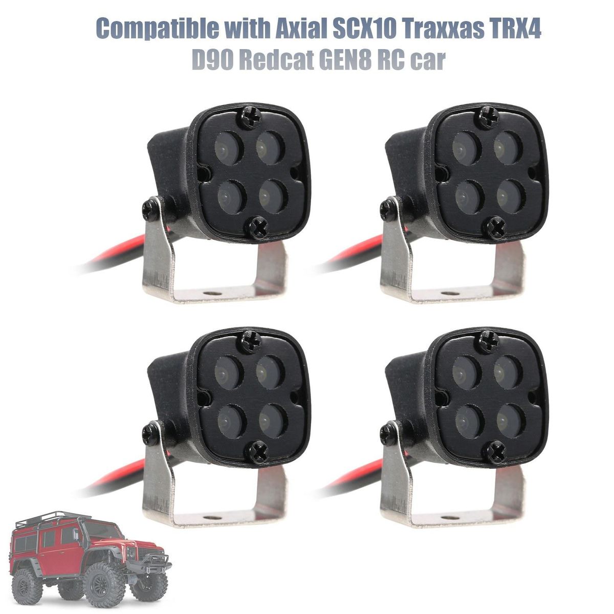 RC Car LED Roof Lights Headlights Spotlight Compatible with Axial SCX10 Traxxas TRX4 D90 Redcat GEN8 RC Car