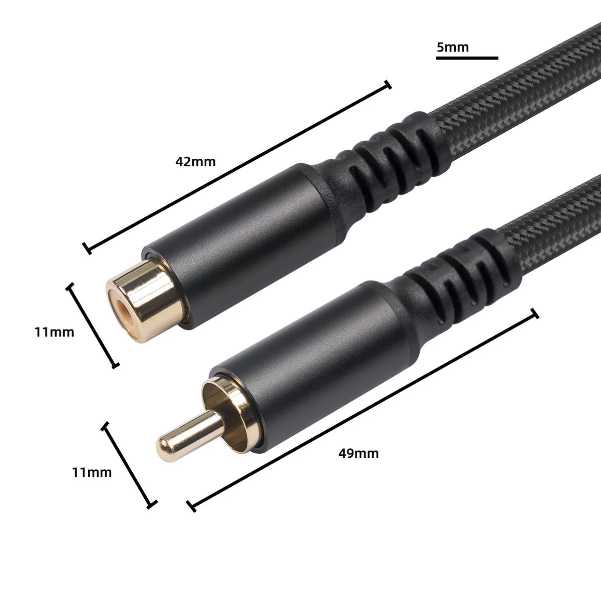 RCA Male To Female Audio & Video Extension Cable, Length:1.8m