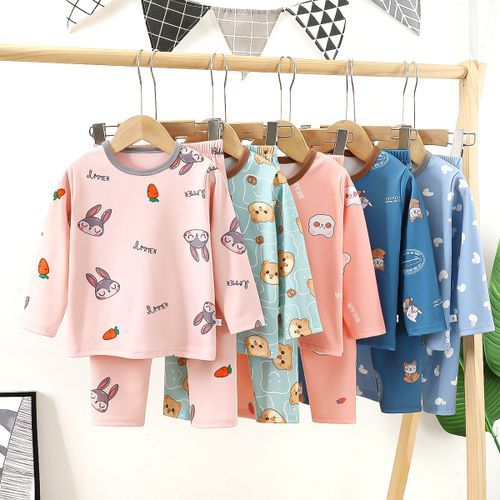 De Rong Underwear Set Brushed Warm Round Neck Middle Aged Boys And Girls
