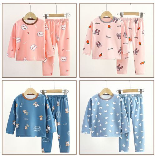 De Rong Underwear Set Brushed Warm Round Neck Middle Aged Boys And Girls
