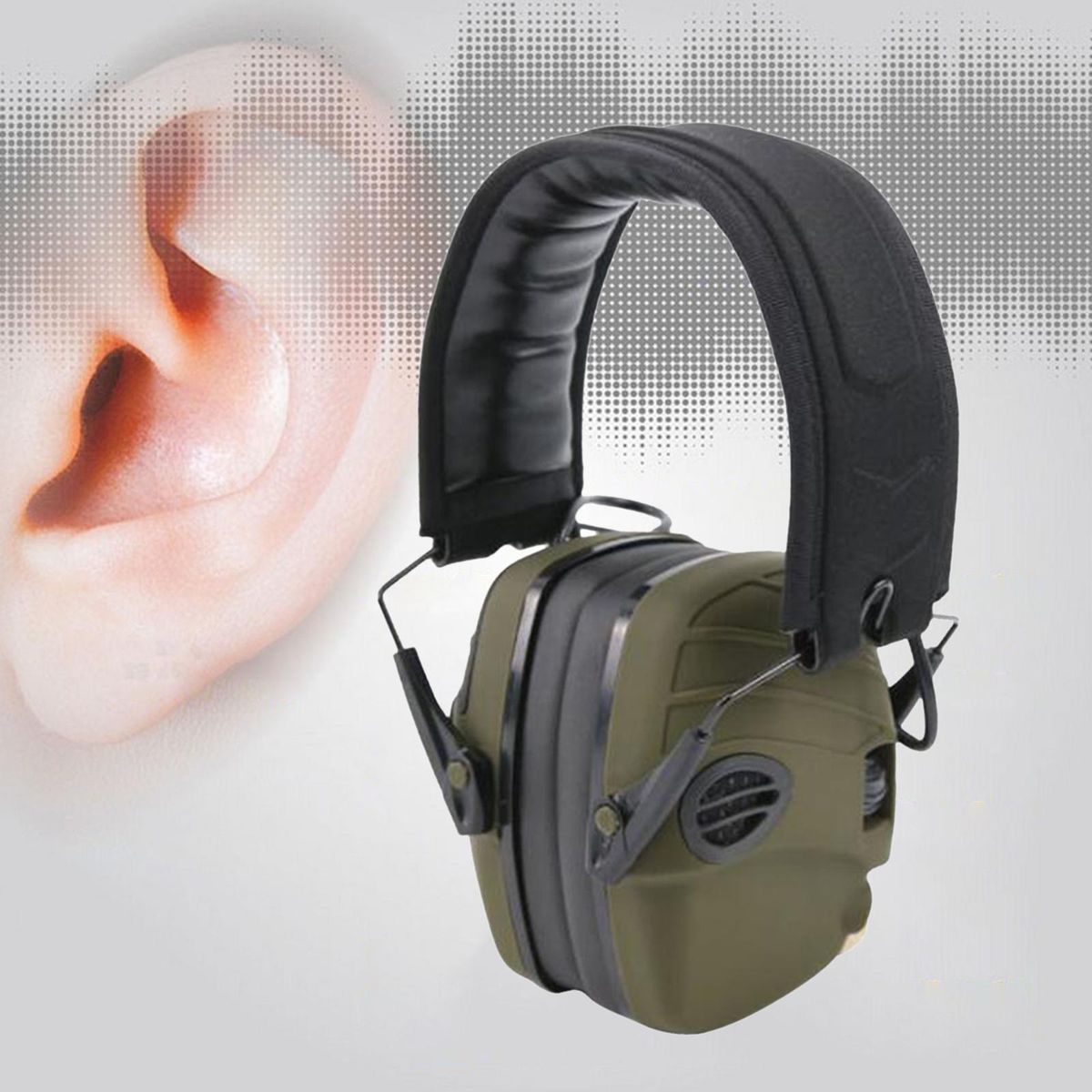 Electronic  Earmuffs Ear Protection Hearing Green