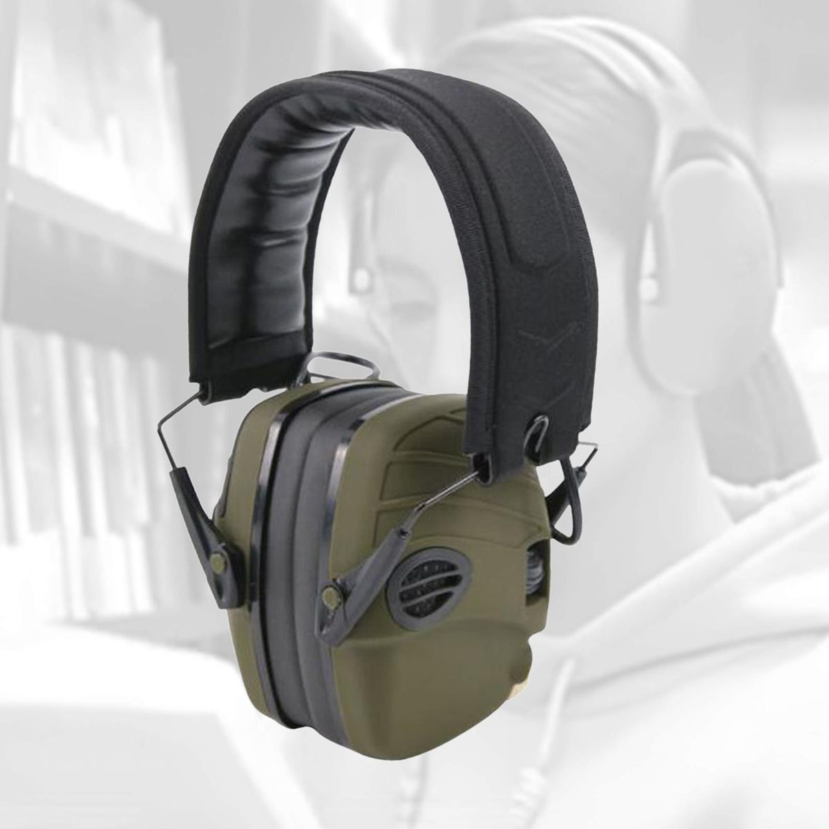Electronic  Earmuffs Ear Protection Hearing Green