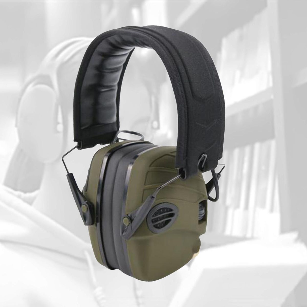 Electronic  Earmuffs Ear Protection Hearing Green