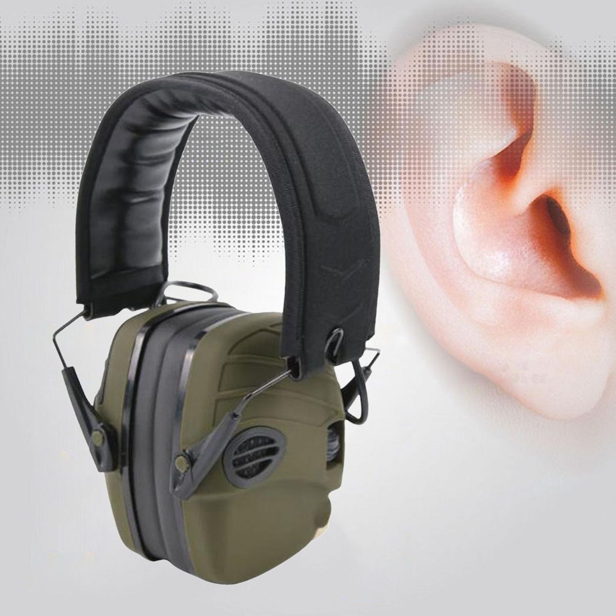 Electronic  Earmuffs Ear Protection Hearing Green
