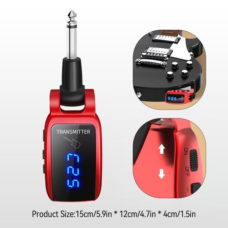 Wireless Guitar System UHF Transmitter Receiver With LED Scr