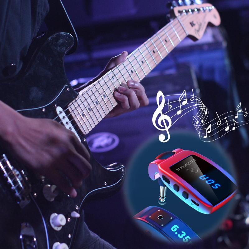 Wireless Guitar System UHF Transmitter Receiver With LED Scr