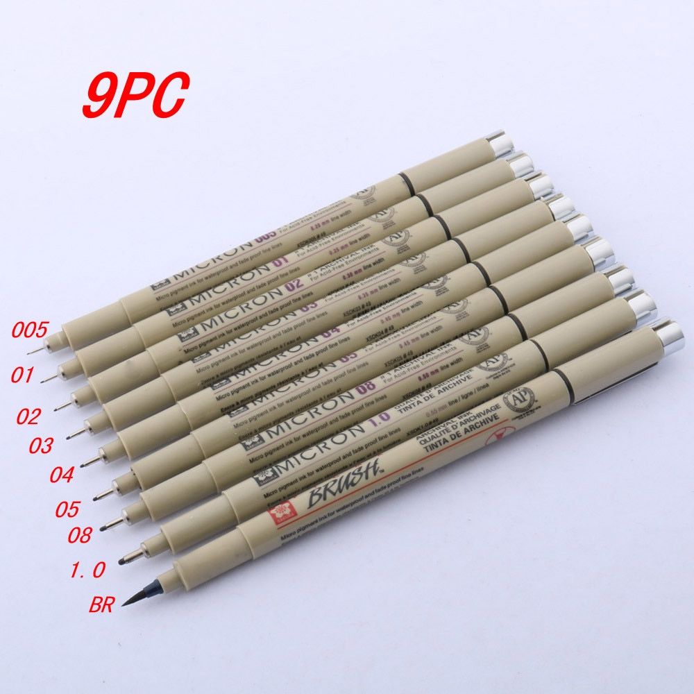 12pc Pigment Liner Micron Ink Marker Pen Different Tip