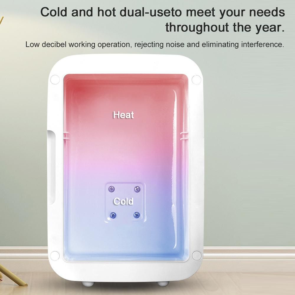 Portable Car Fridge Regrigerator 4L Small Household Silent Cooler Warmer 12V/110V with Mirror & LED Light for Skincare Cosmetics Beverage Milk Food Fruit for Car Office Bedroom Dorm Room