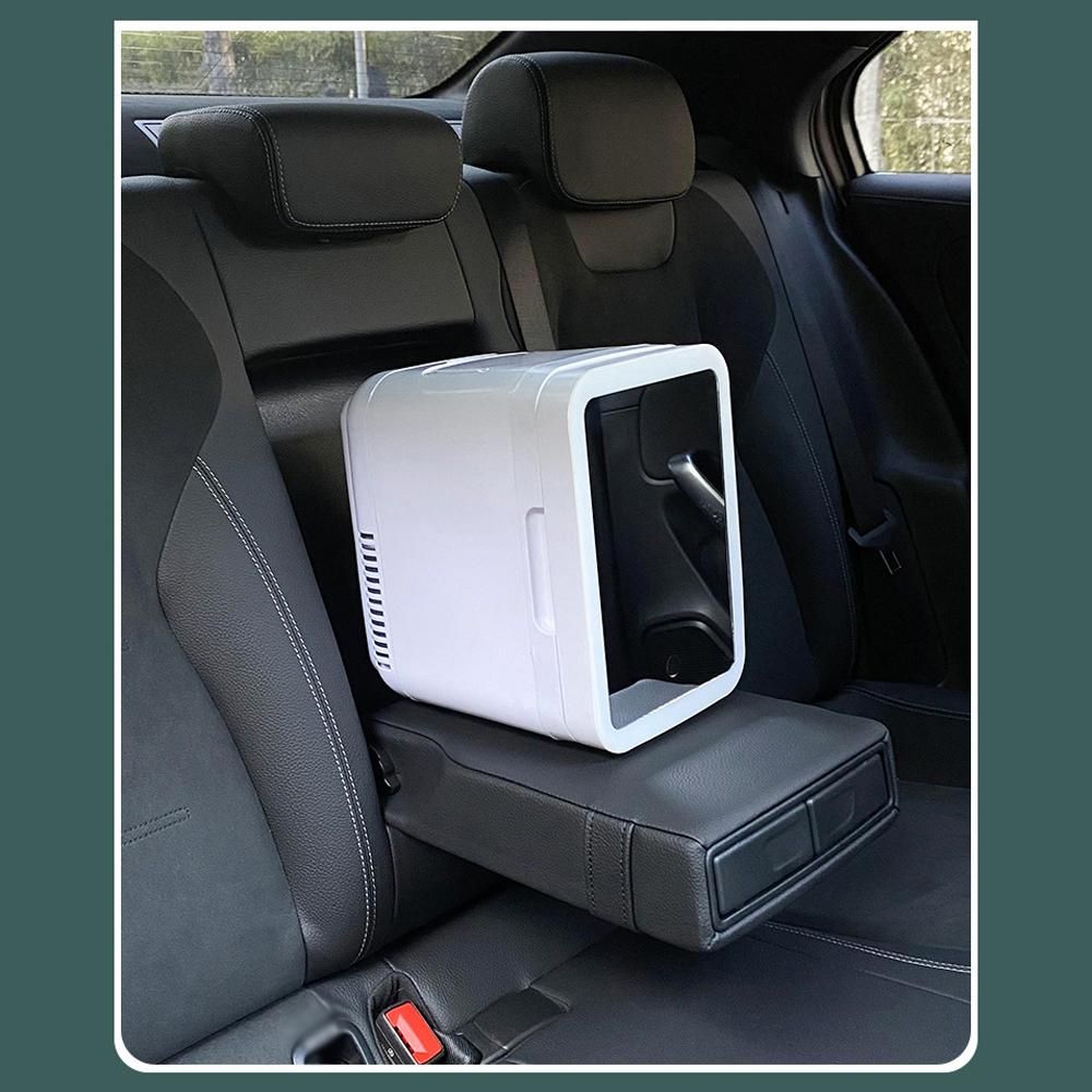 Portable Car Fridge Regrigerator 4L Small Household Silent Cooler Warmer 12V/110V with Mirror & LED Light for Skincare Cosmetics Beverage Milk Food Fruit for Car Office Bedroom Dorm Room