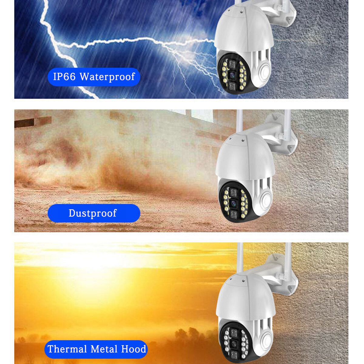 Waterproof 200W 1080P HD Wifi Camera PTZ Security Smart Camera Outdoor White