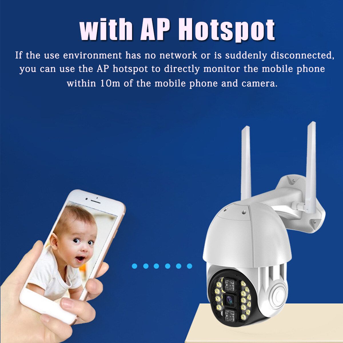 Waterproof 200W 1080P HD Wifi Camera PTZ Security Smart Camera Outdoor White