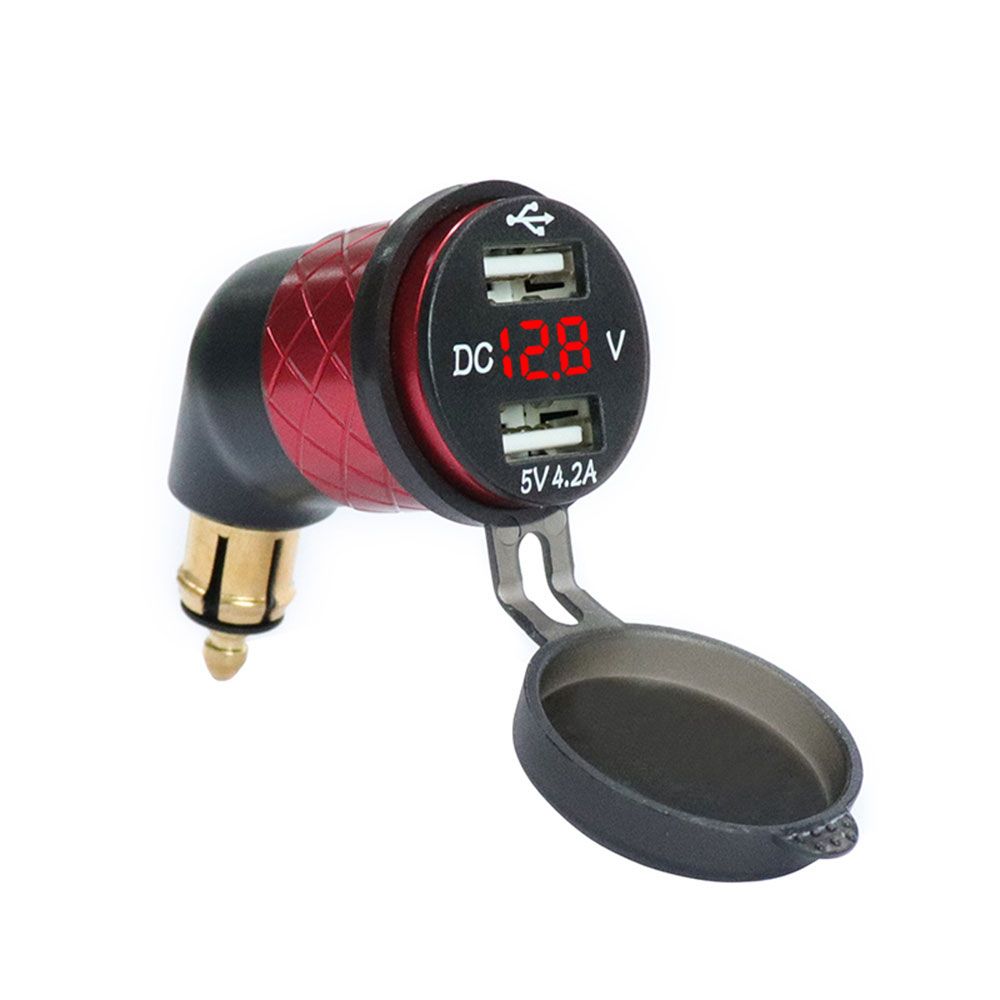 （196-Red）Portable DIN To USB Outlet DIN Socket USB Splitter For Triumph Tiger Explorer Ducati Hella Din Motorcycle Charger Power Adapter