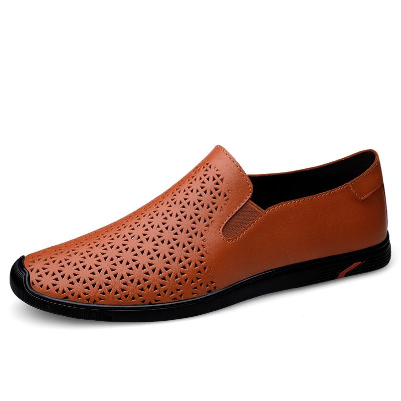 Men's Breathable Soft Lightweight Leather Shoes-Brown