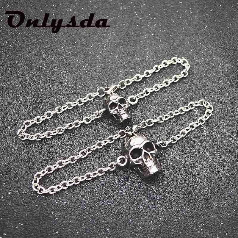 Onlysda Stainless Steel Cool Link Chain Skull Bracelet Men