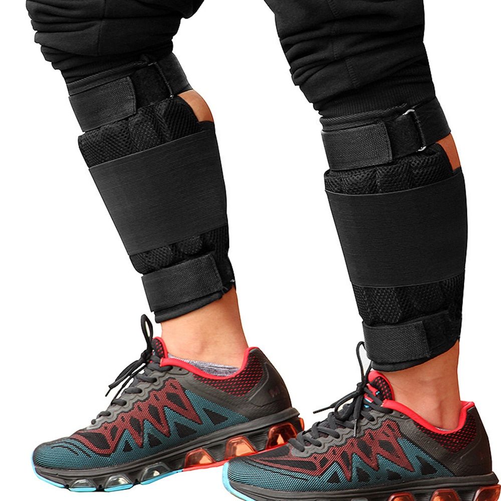 2 PCS 16kg Loading Ankle Weighted Adjustable Exercise Weight Leings Wraps Leg Strength Training For Fitness Workout Running Black