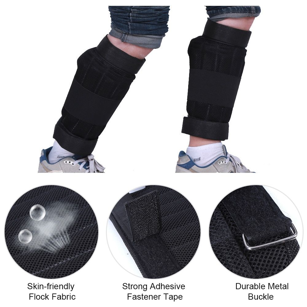 2 PCS 16kg Loading Ankle Weighted Adjustable Exercise Weight Leings Wraps Leg Strength Training For Fitness Workout Running Black