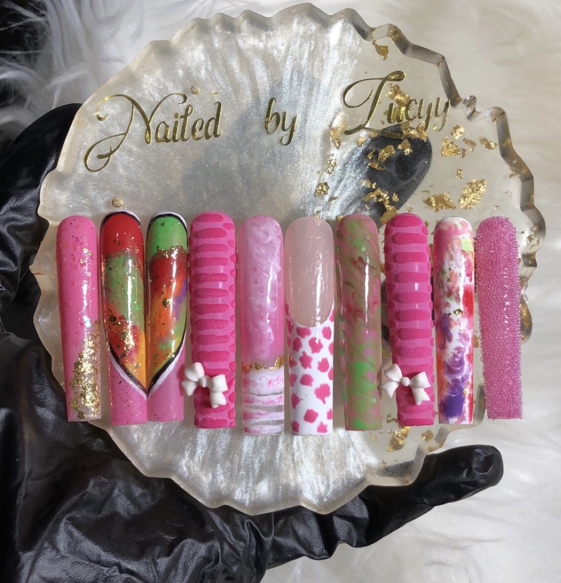 Classy Long Press On Nails Design +installation Kit
